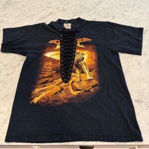 Vintage 2006 DragonForce Tour Jersey Lace Up XL Metal Band Concert Tee‎